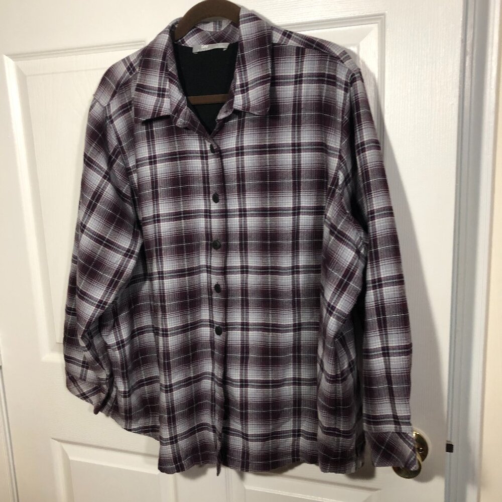 Lee Riders women purple plaid fleece-lined shaket, size 1X